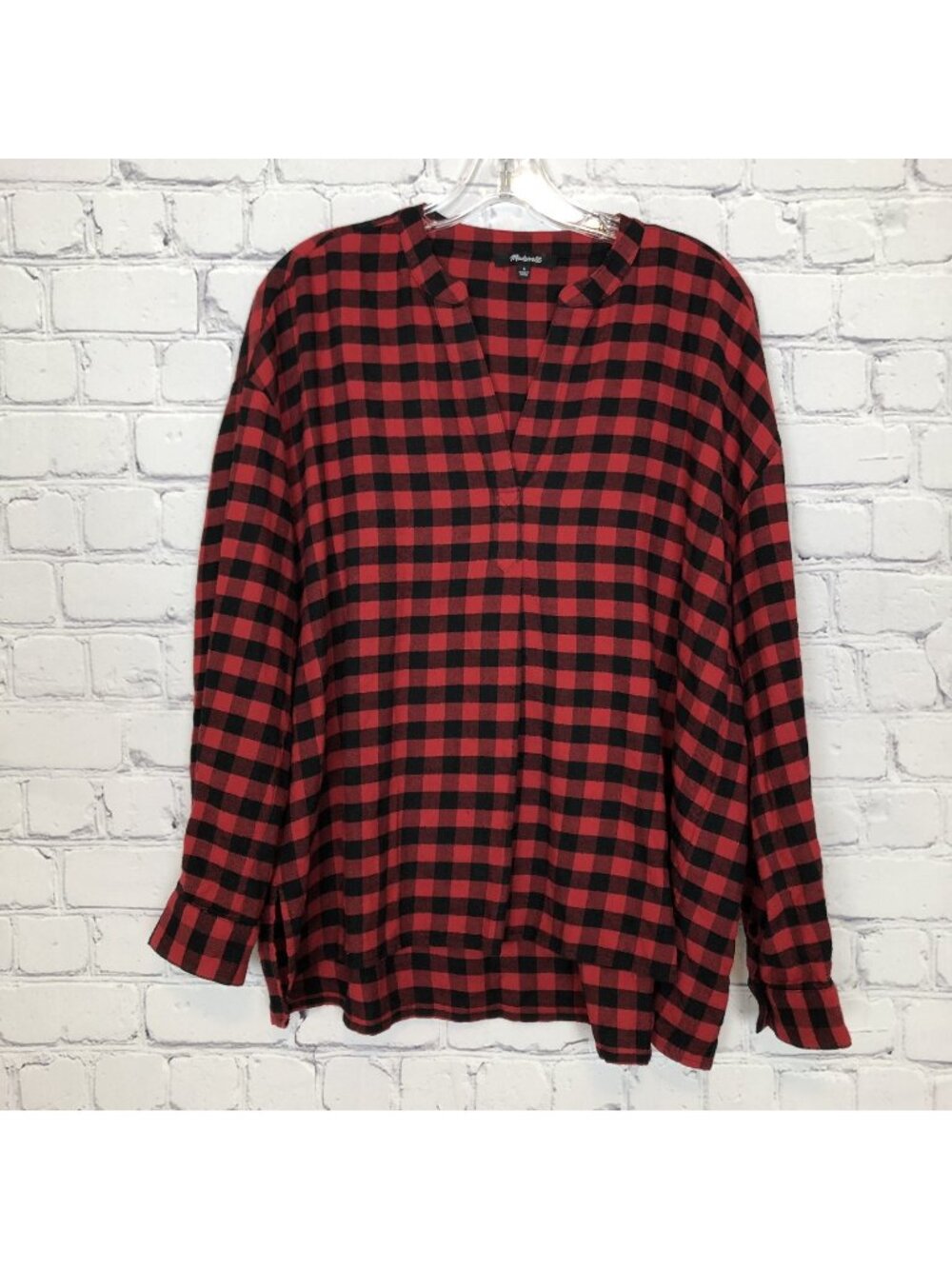 Madewell Red Buffalo Plaid Shirt Size S Oversized Popover